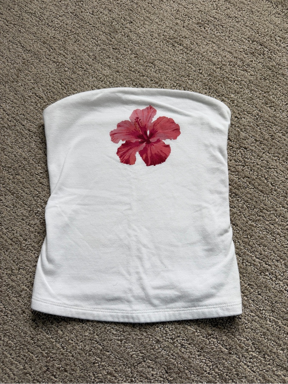 wild fable White Strapless Tube Top with Pink Floral Accent